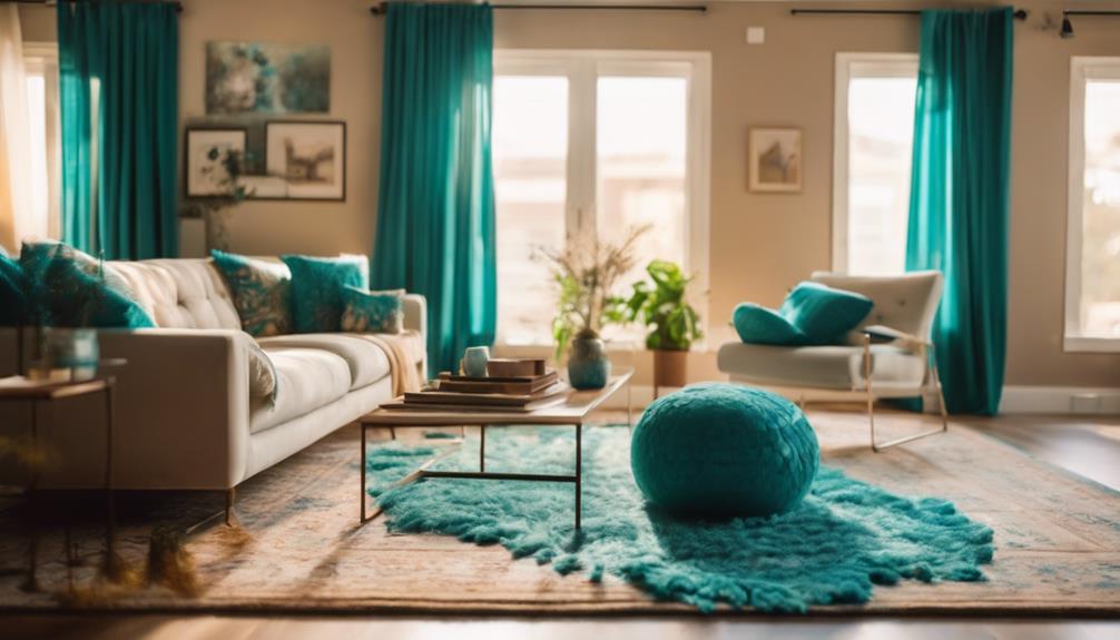 vibrant aqua accents enhance