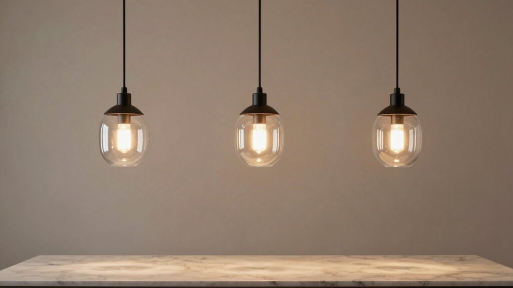 evenly spaced pendant placement