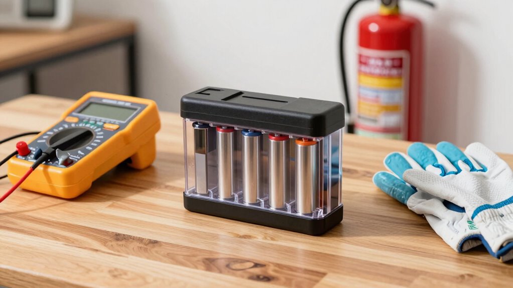 handle leaking battery safely