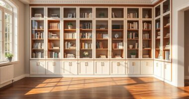 large bookcases with doors